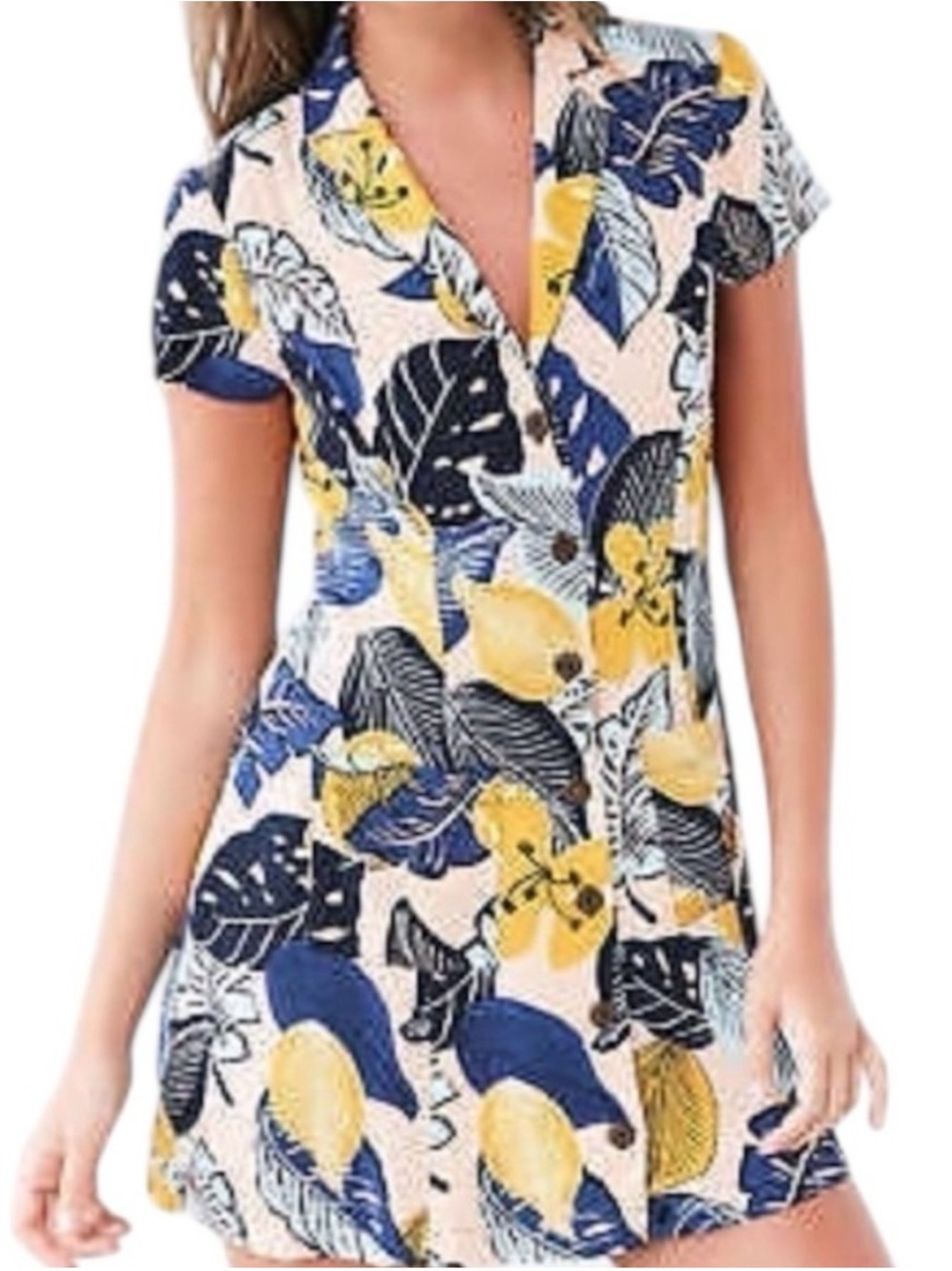 Urban Outfitters Silence and Noise Tropical Print Button Down Dress S